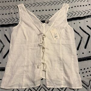 a new day White Linen Tie-Front V-Neck Tank